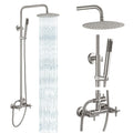 gotonovo Outdoor Shower Fixtures SUS304 Stainless Steel Rain Shower Kit Faucet High Pressure Wall Mount 2 Dual Function 8 Inch Showerhead and Handheld Spray Combo, Single Handle, Matte Black