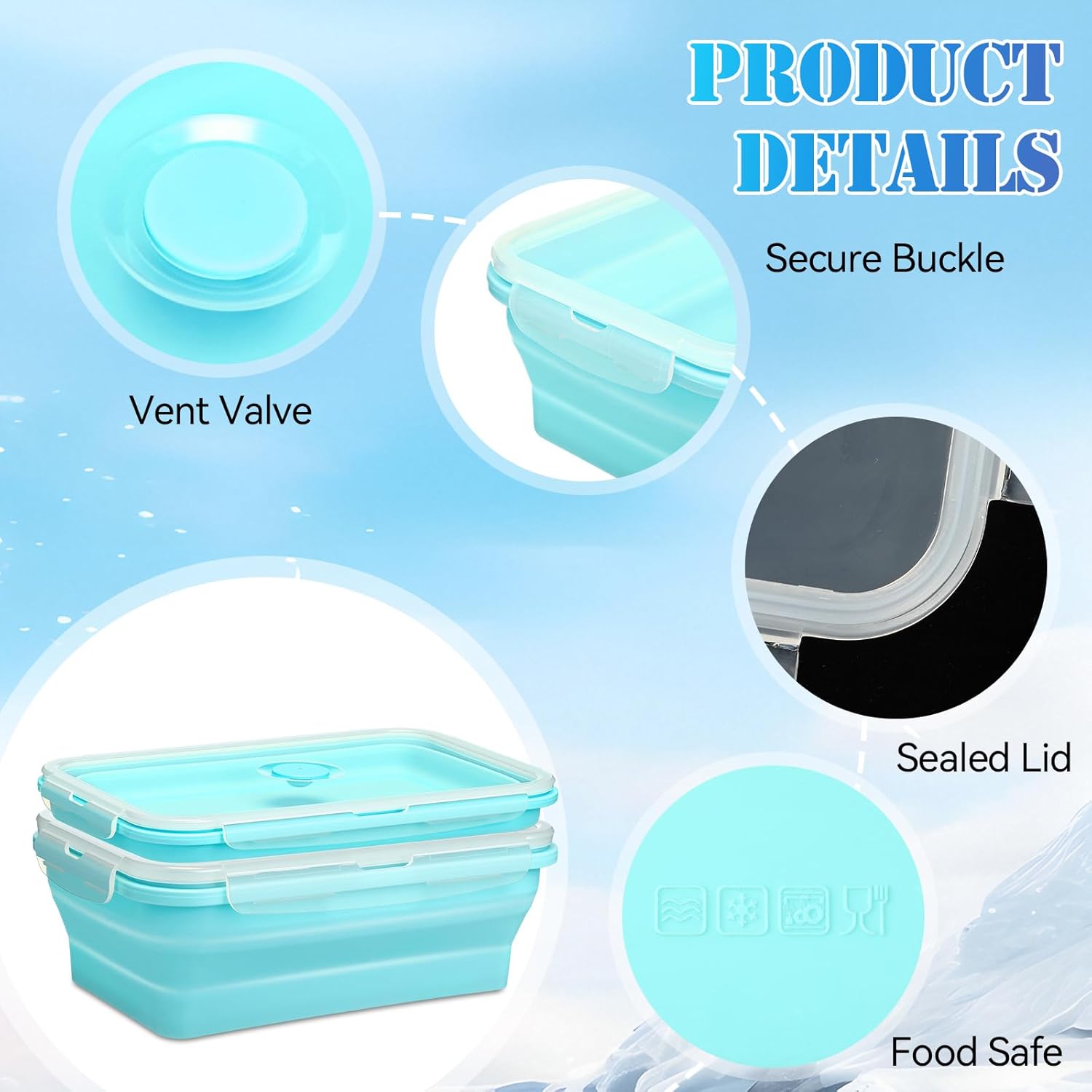 Reallnaive 12 Pack Collapsible Large Ice Cube Molds with Lid 30 lb Silicone Bath Ice Block Mold Reusable Food Storage Chiller Brick Container for Cold Plunge Freezer Lunch Picnic Bento Box