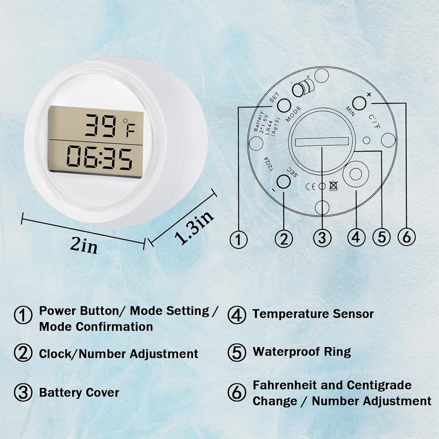 Ice Bath Thermometer Timer, Waterproof IP67, Cold Plunge Thermometer & Timer, Cold Plunge Accessories, Digital Display with Light.