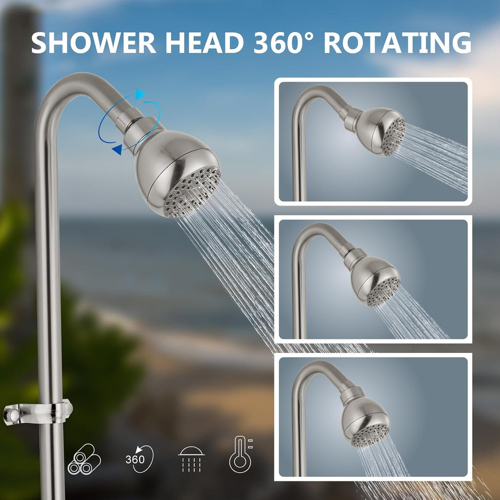 Aolemi Outdoor Shower Fixtures, 31" Exposed Shower System with Shower Head, 2-Handle Outdoor Shower Kit, 3 Inch Center Brass Mixing Valve, Brushed Nickel