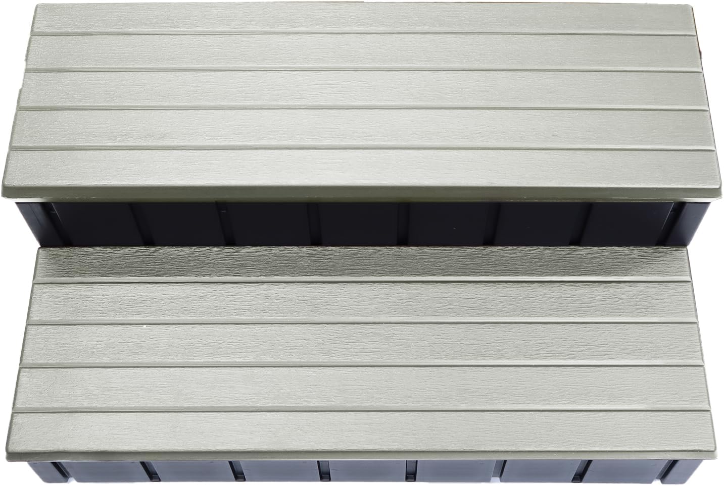 Confer Plastics Two Tier 36" Wide Deluxe Hot Tub Step. Non-Skid Spa Steps, Easy Installation, Sturdy, Long Lasting Upgrade to Your Space. Proudly Made in USA. - Grey