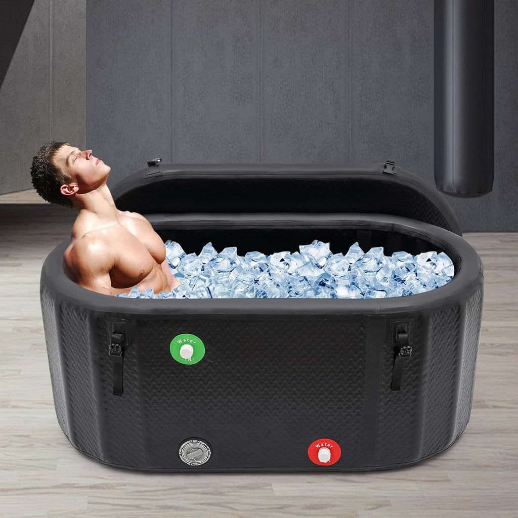 Ice Bath Tub for Athletes- 72.65 Gallons Ice Tub, Inflatable Ice Bath Barrel for Indoor Outdoor, 51"x27"x21" Ice Plunge Tub for Recovery & Cold Water Therapy