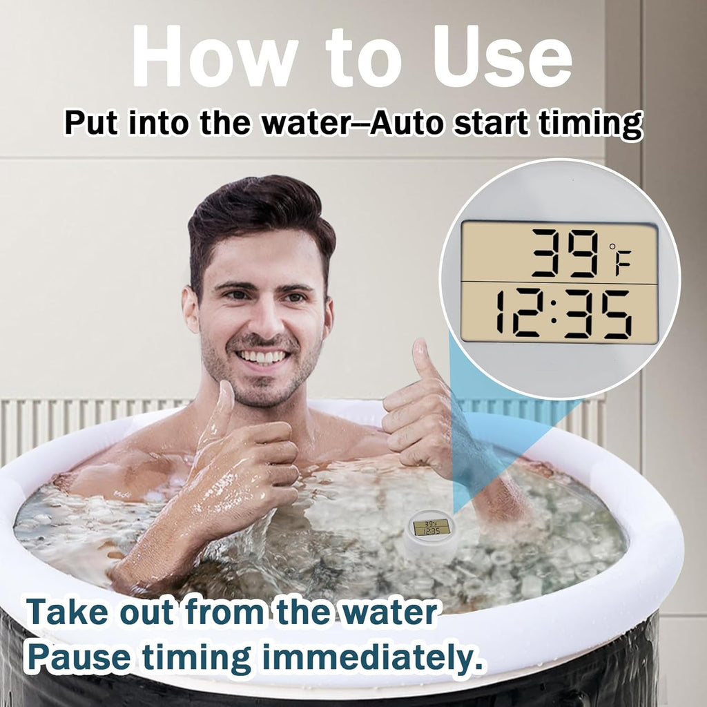 Ice Bath Thermometer Timer, Waterproof IP67, Cold Plunge Thermometer & Timer, Cold Plunge Accessories, Digital Display with Light.