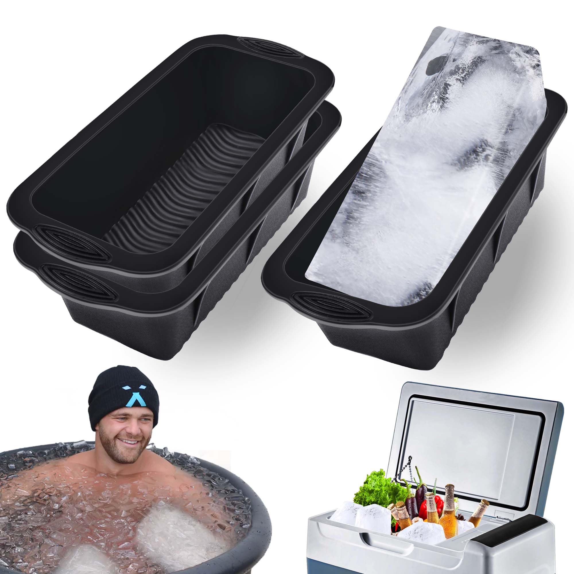 XANGNIER Extra Large Ice Block Mold,4 Pack 9.4lbs Ice Cubes for Cold Plunge or Coolers,Reusable Silicone Ice Molds for Ice Bath Chiller,Big Ice Tray