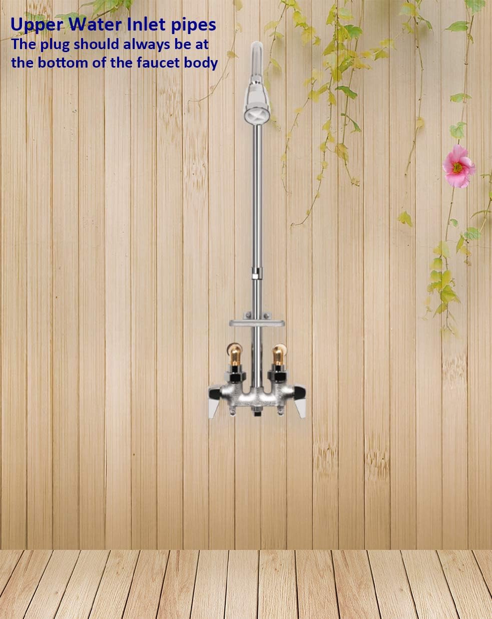 Artiwell Outdoor Shower Fixture System,with Rustproof Riser and Riser Extension, Double Handle Utility Shower Faucet with Showerhead and Soap Dish, Polished Chrome