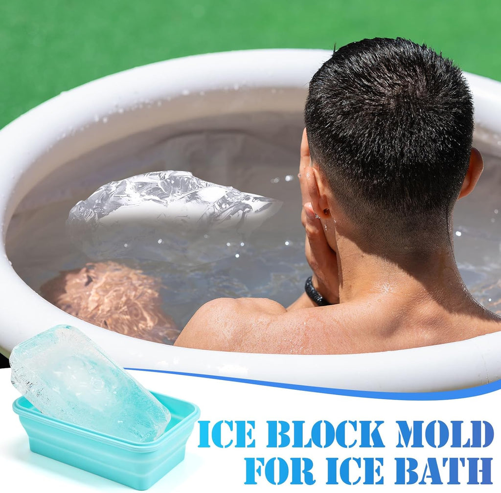 Reallnaive 12 Pack Collapsible Large Ice Cube Molds with Lid 30 lb Silicone Bath Ice Block Mold Reusable Food Storage Chiller Brick Container for Cold Plunge Freezer Lunch Picnic Bento Box