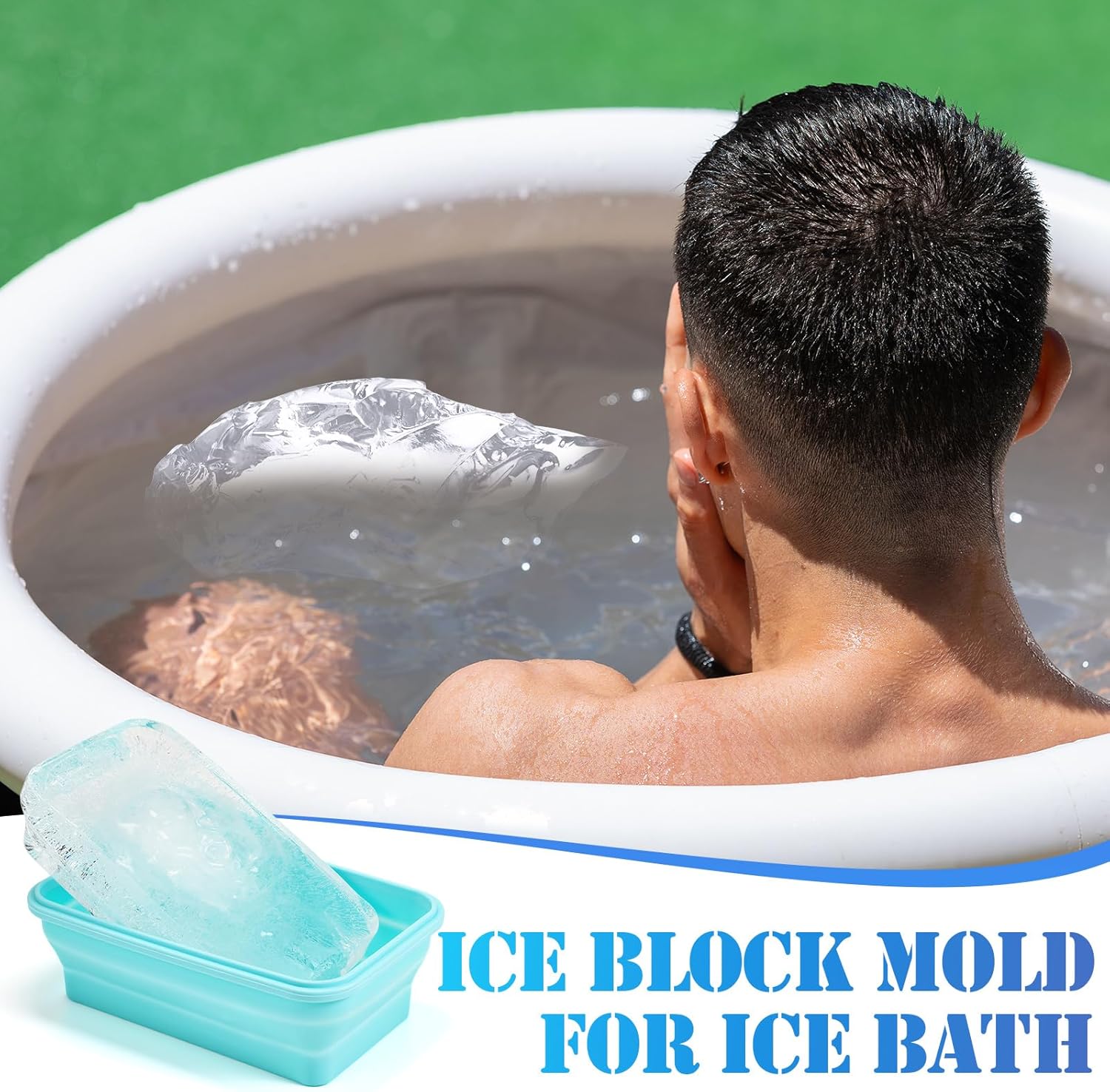 Reallnaive 12 Pack Collapsible Large Ice Cube Molds with Lid 30 lb Silicone Bath Ice Block Mold Reusable Food Storage Chiller Brick Container for Cold Plunge Freezer Lunch Picnic Bento Box