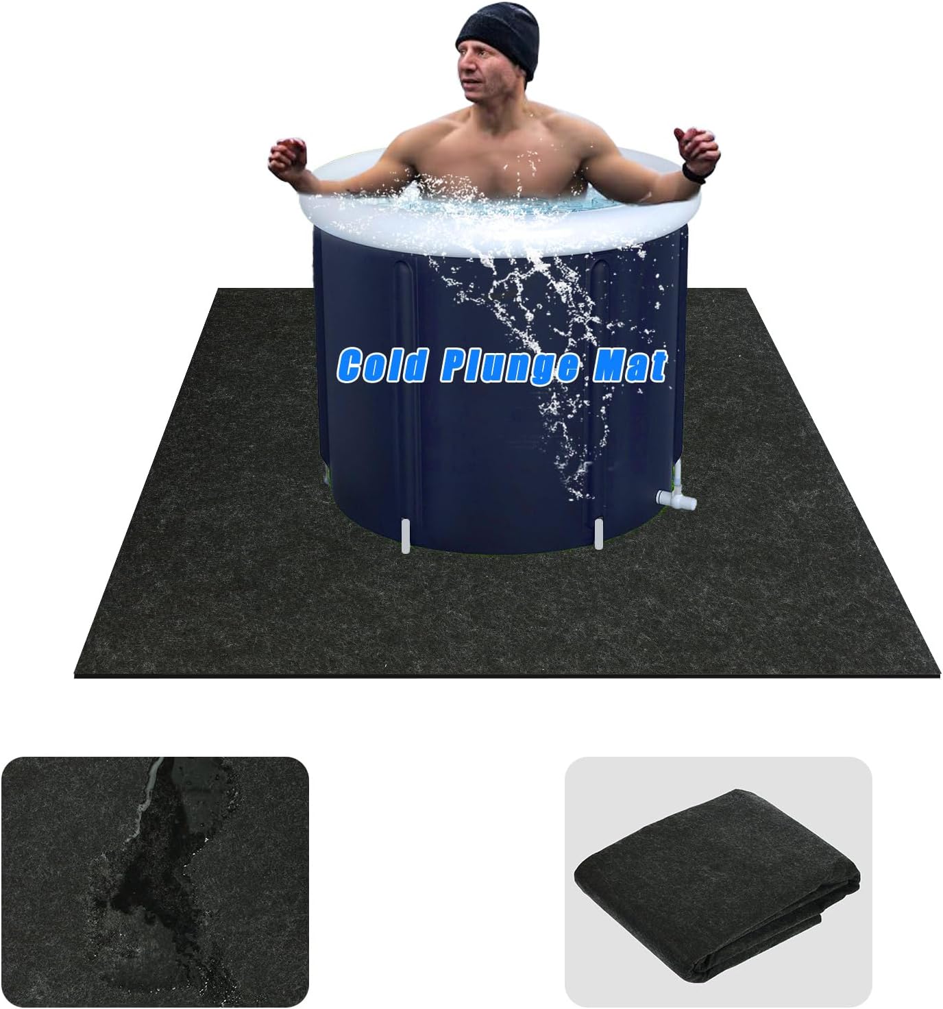 Ice Bath Mat, 50 x 70inch Cold Plunge Mat for Ice Bath Tub, Ice Bath Accessories Cold Punge Floor Mat for Ice Bath Tub Cold Plunge Accessories