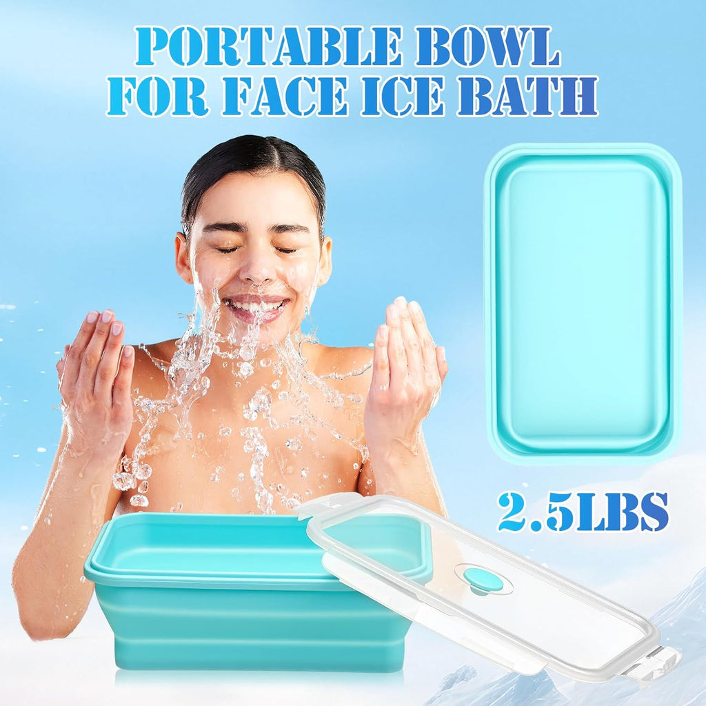 Reallnaive 12 Pack Collapsible Large Ice Cube Molds with Lid 30 lb Silicone Bath Ice Block Mold Reusable Food Storage Chiller Brick Container for Cold Plunge Freezer Lunch Picnic Bento Box