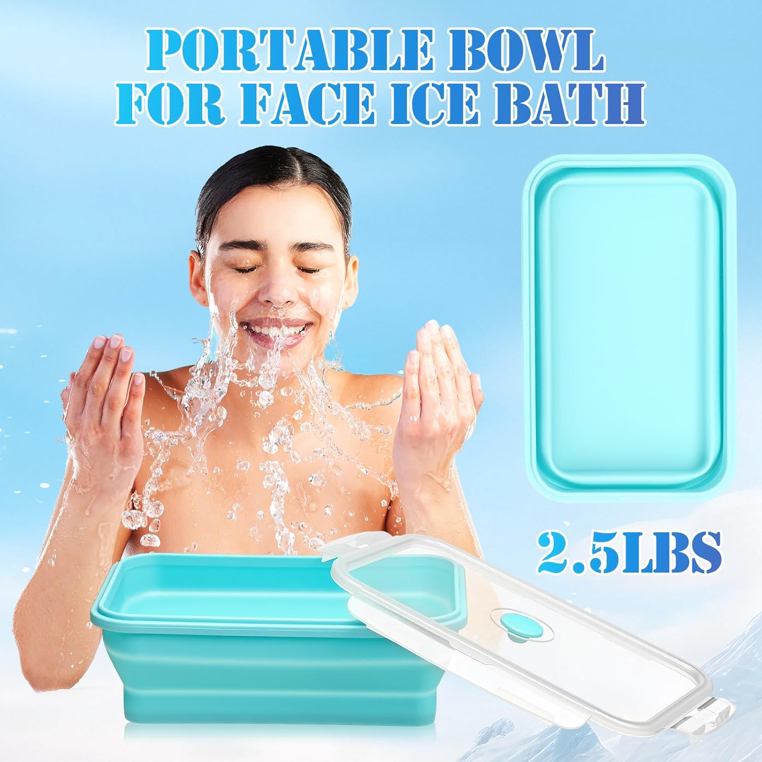 Reallnaive 12 Pack Collapsible Large Ice Cube Molds with Lid 30 lb Silicone Bath Ice Block Mold Reusable Food Storage Chiller Brick Container for Cold Plunge Freezer Lunch Picnic Bento Box