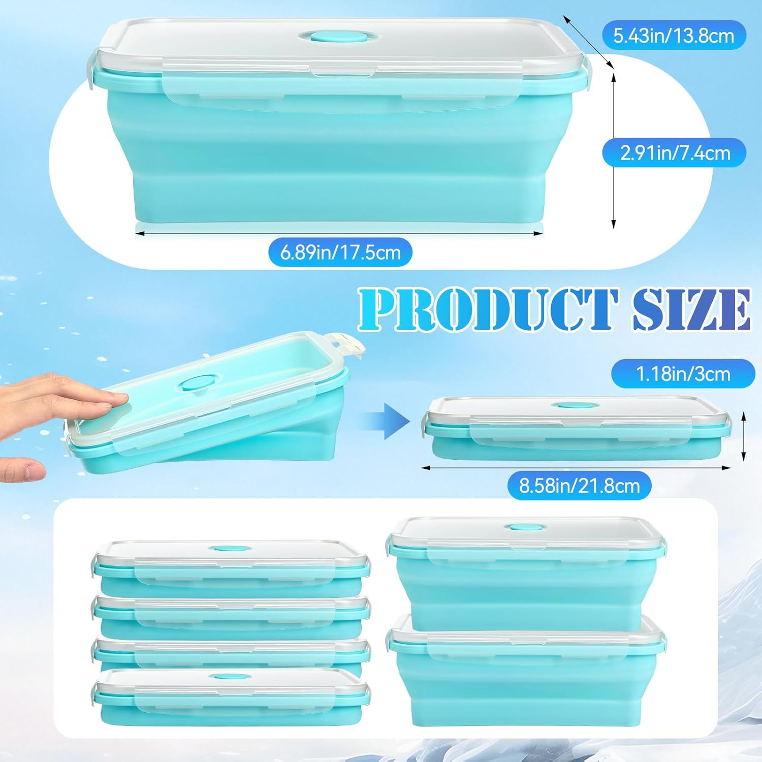 Reallnaive 12 Pack Collapsible Large Ice Cube Molds with Lid 30 lb Silicone Bath Ice Block Mold Reusable Food Storage Chiller Brick Container for Cold Plunge Freezer Lunch Picnic Bento Box