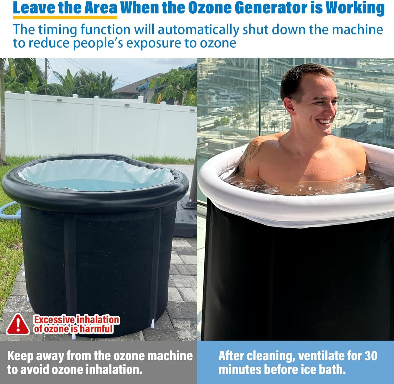 coospider-repta Ozone Generator for Cold Plunge Tub Ice Bath Tub with Timer Ozone Generator Water Keep Cold Plunge Tub Clean for Longer, Cold Plunge Filter Hot Tub, Spa, Cold Plunge Accessories