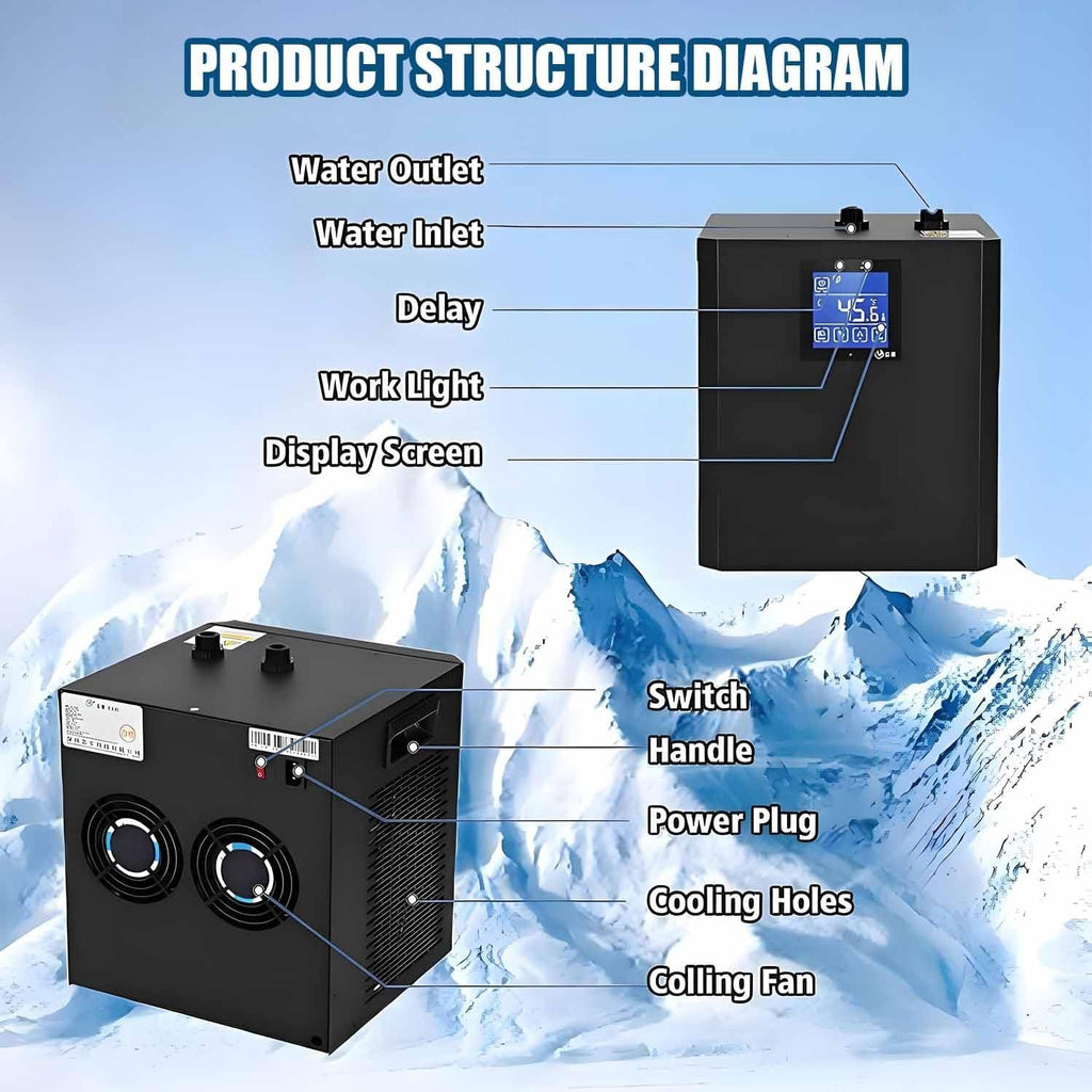 1/3 Horsepower Ice Bath Water Chiller, Cold Plunge Chiller, Cools to 39°F, Remote Control, with External Filter & Submersible Pump,for Home Cold Plunge & Athletes Doublewaterpump