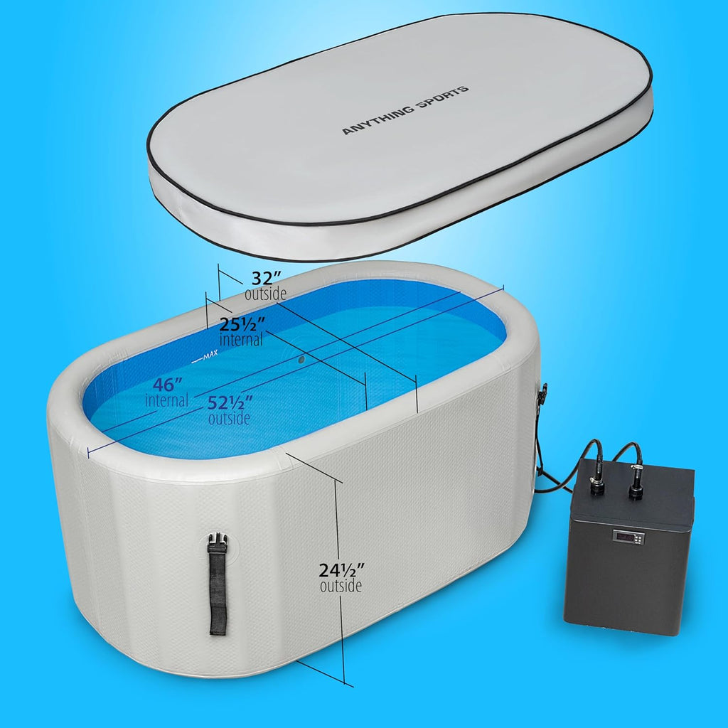 Polar Revive Glacier Ice Bathtub with Chiller. 1 HP Chiller with Tub Included (Gray, 1 HP)