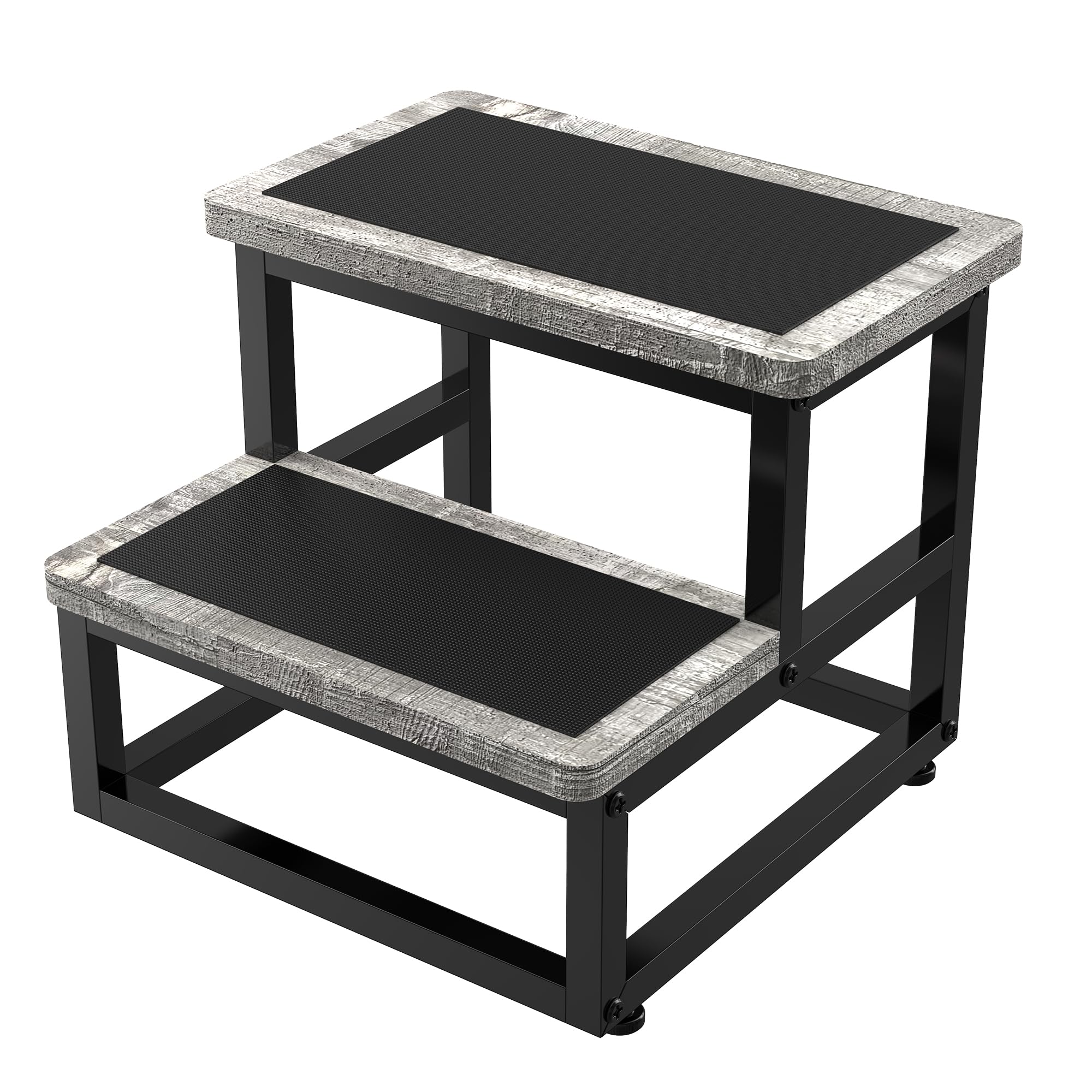 YAKANJ Step Stools for Adults Kids, Heavy Duty Sturdy Metal Frame Hold Up to 500 Lbs Capacity for Kitchen Bathroom Bedroon -Black